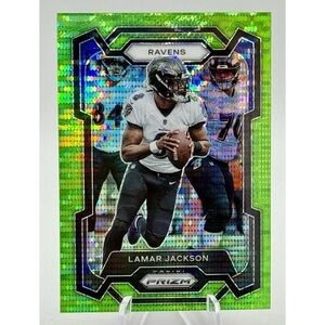 Panini Prizm Lamar Jackson Card - Green and Silver Holographic